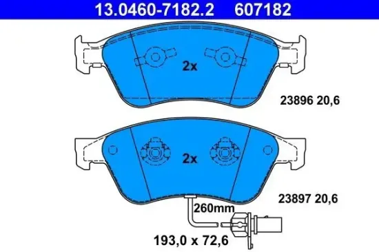 Bremsbelagsatz, Scheibenbremse ATE 13.0460-7182.2 Bild Bremsbelagsatz, Scheibenbremse ATE 13.0460-7182.2