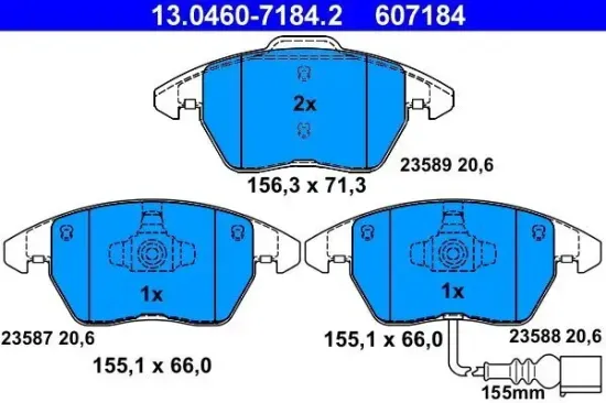 Bremsbelagsatz, Scheibenbremse ATE 13.0460-7184.2 Bild Bremsbelagsatz, Scheibenbremse ATE 13.0460-7184.2