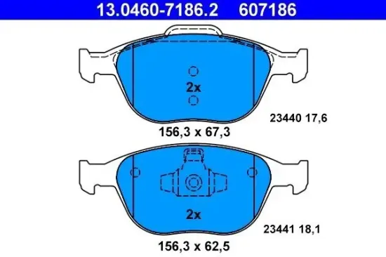 Bremsbelagsatz, Scheibenbremse ATE 13.0460-7186.2 Bild Bremsbelagsatz, Scheibenbremse ATE 13.0460-7186.2