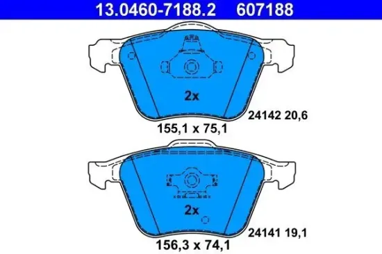 Bremsbelagsatz, Scheibenbremse Vorderachse ATE 13.0460-7188.2 Bild Bremsbelagsatz, Scheibenbremse Vorderachse ATE 13.0460-7188.2