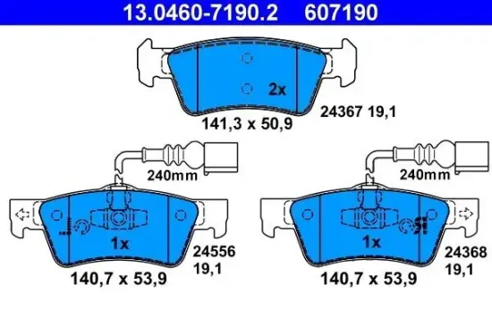 Bremsbelagsatz, Scheibenbremse ATE 13.0460-7190.2 Bild Bremsbelagsatz, Scheibenbremse ATE 13.0460-7190.2