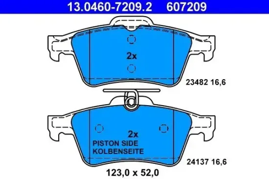 Bremsbelagsatz, Scheibenbremse Hinterachse ATE 13.0460-7209.2 Bild Bremsbelagsatz, Scheibenbremse Hinterachse ATE 13.0460-7209.2
