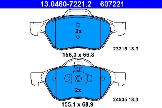 Bremsbelagsatz, Scheibenbremse Vorderachse ATE 13.0460-7221.2 Bild Bremsbelagsatz, Scheibenbremse Vorderachse ATE 13.0460-7221.2