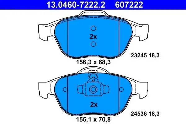 Bremsbelagsatz, Scheibenbremse ATE 13.0460-7222.2 Bild Bremsbelagsatz, Scheibenbremse ATE 13.0460-7222.2