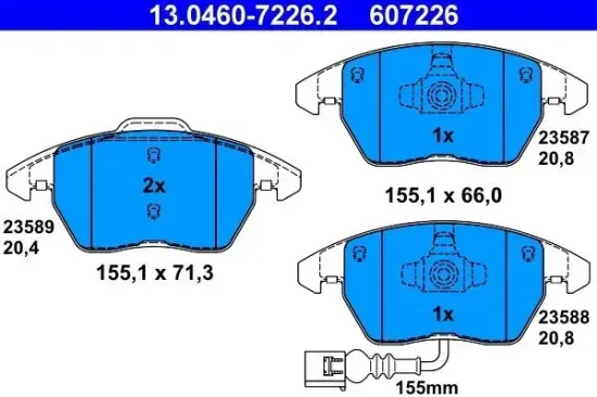 Bremsbelagsatz, Scheibenbremse Vorderachse ATE 13.0460-7226.2 Bild Bremsbelagsatz, Scheibenbremse Vorderachse ATE 13.0460-7226.2