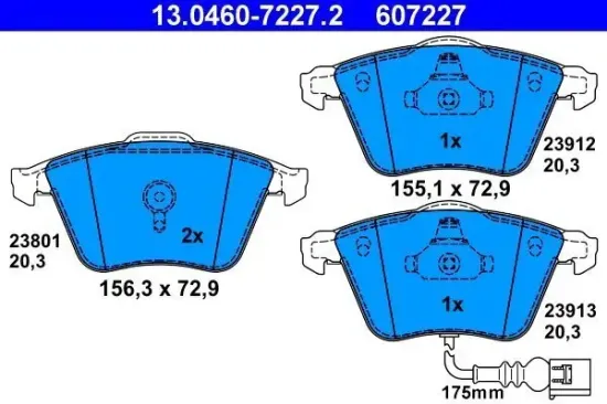 Bremsbelagsatz, Scheibenbremse ATE 13.0460-7227.2 Bild Bremsbelagsatz, Scheibenbremse ATE 13.0460-7227.2