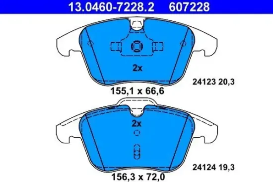 Bremsbelagsatz, Scheibenbremse Vorderachse ATE 13.0460-7228.2 Bild Bremsbelagsatz, Scheibenbremse Vorderachse ATE 13.0460-7228.2