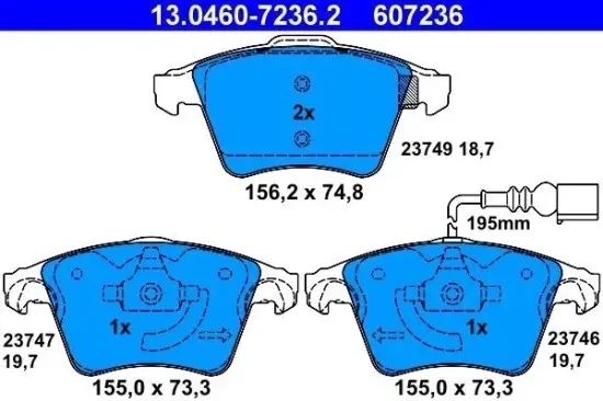 Bremsbelagsatz, Scheibenbremse ATE 13.0460-7236.2 Bild Bremsbelagsatz, Scheibenbremse ATE 13.0460-7236.2