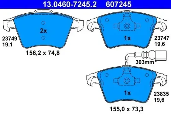 Bremsbelagsatz, Scheibenbremse ATE 13.0460-7245.2 Bild Bremsbelagsatz, Scheibenbremse ATE 13.0460-7245.2