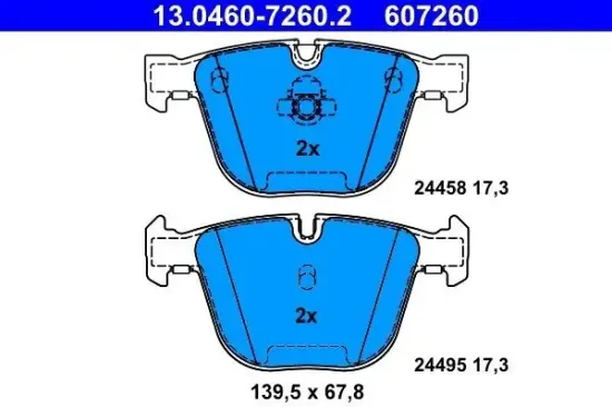 Bremsbelagsatz, Scheibenbremse Hinterachse ATE 13.0460-7260.2 Bild Bremsbelagsatz, Scheibenbremse Hinterachse ATE 13.0460-7260.2