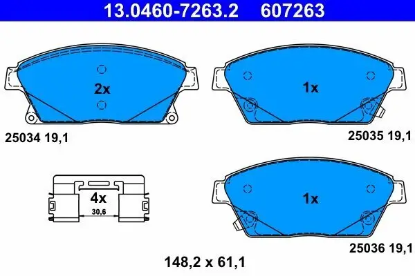 Bremsbelagsatz, Scheibenbremse ATE 13.0460-7263.2