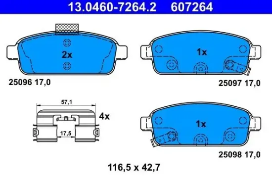 Bremsbelagsatz, Scheibenbremse ATE 13.0460-7264.2 Bild Bremsbelagsatz, Scheibenbremse ATE 13.0460-7264.2