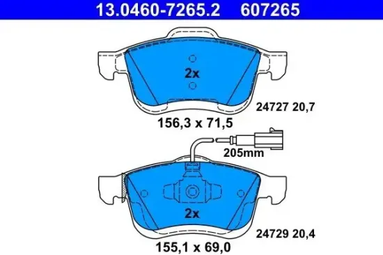 Bremsbelagsatz, Scheibenbremse ATE 13.0460-7265.2 Bild Bremsbelagsatz, Scheibenbremse ATE 13.0460-7265.2