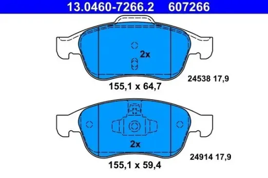 Bremsbelagsatz, Scheibenbremse ATE 13.0460-7266.2 Bild Bremsbelagsatz, Scheibenbremse ATE 13.0460-7266.2