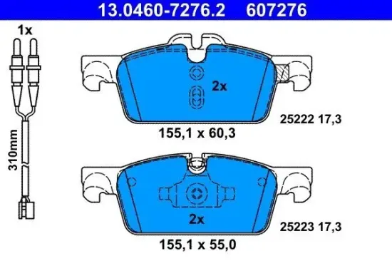 Bremsbelagsatz, Scheibenbremse ATE 13.0460-7276.2 Bild Bremsbelagsatz, Scheibenbremse ATE 13.0460-7276.2