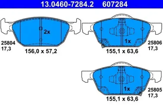 Bremsbelagsatz, Scheibenbremse Vorderachse ATE 13.0460-7284.2 Bild Bremsbelagsatz, Scheibenbremse Vorderachse ATE 13.0460-7284.2