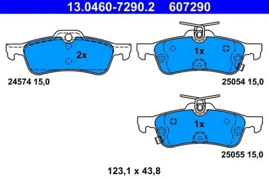 Bremsbelagsatz, Scheibenbremse Hinterachse ATE 13.0460-7290.2 Bild Bremsbelagsatz, Scheibenbremse Hinterachse ATE 13.0460-7290.2
