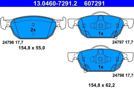 Bremsbelagsatz, Scheibenbremse Vorderachse ATE 13.0460-7291.2 Bild Bremsbelagsatz, Scheibenbremse Vorderachse ATE 13.0460-7291.2