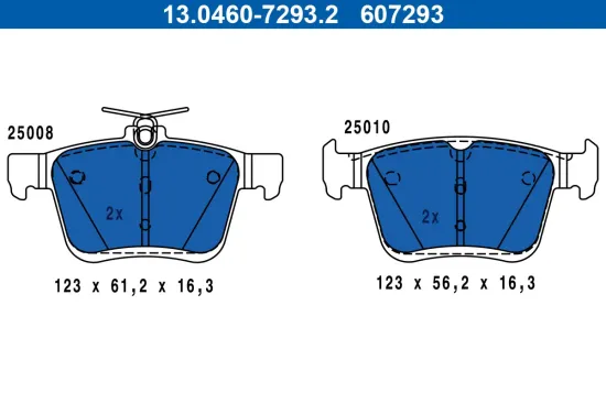 Bremsbelagsatz, Scheibenbremse Hinterachse ATE 13.0460-7293.2 Bild Bremsbelagsatz, Scheibenbremse Hinterachse ATE 13.0460-7293.2