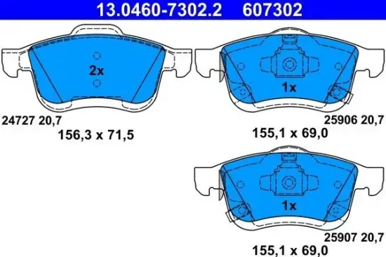 Bremsbelagsatz, Scheibenbremse ATE 13.0460-7302.2 Bild Bremsbelagsatz, Scheibenbremse ATE 13.0460-7302.2