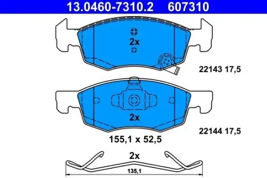 Bremsbelagsatz, Scheibenbremse Vorderachse ATE 13.0460-7310.2 Bild Bremsbelagsatz, Scheibenbremse Vorderachse ATE 13.0460-7310.2
