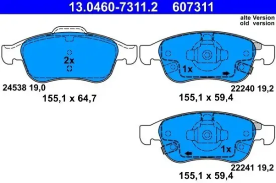 Bremsbelagsatz, Scheibenbremse ATE 13.0460-7311.2 Bild Bremsbelagsatz, Scheibenbremse ATE 13.0460-7311.2