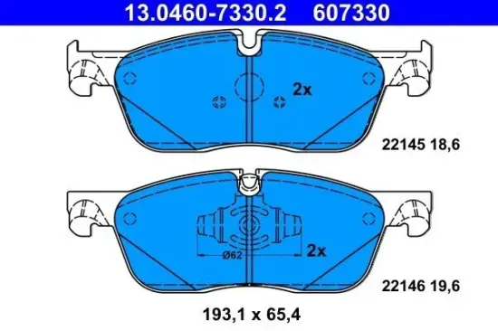 Bremsbelagsatz, Scheibenbremse Vorderachse ATE 13.0460-7330.2 Bild Bremsbelagsatz, Scheibenbremse Vorderachse ATE 13.0460-7330.2