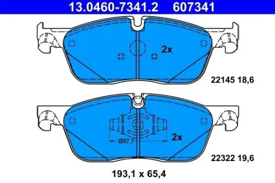 Bremsbelagsatz, Scheibenbremse Vorderachse ATE 13.0460-7341.2 Bild Bremsbelagsatz, Scheibenbremse Vorderachse ATE 13.0460-7341.2