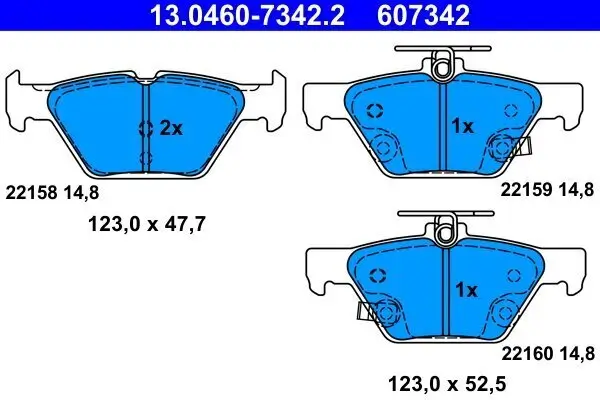 Bremsbelagsatz, Scheibenbremse Hinterachse ATE 13.0460-7342.2
