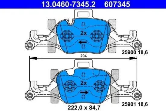 Bremsbelagsatz, Scheibenbremse Vorderachse ATE 13.0460-7345.2 Bild Bremsbelagsatz, Scheibenbremse Vorderachse ATE 13.0460-7345.2