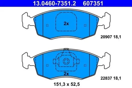 Bremsbelagsatz, Scheibenbremse ATE 13.0460-7351.2 Bild Bremsbelagsatz, Scheibenbremse ATE 13.0460-7351.2