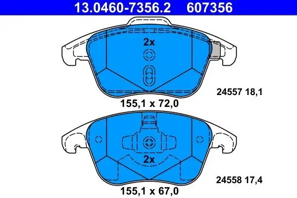 Bremsbelagsatz, Scheibenbremse ATE 13.0460-7356.2