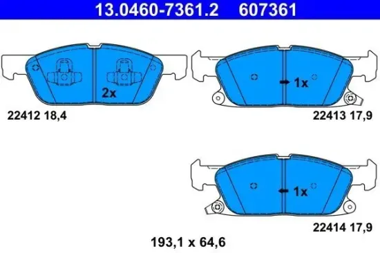 Bremsbelagsatz, Scheibenbremse ATE 13.0460-7361.2 Bild Bremsbelagsatz, Scheibenbremse ATE 13.0460-7361.2