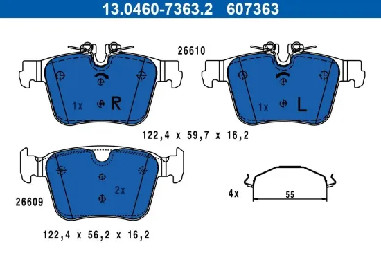 Bremsbelagsatz, Scheibenbremse ATE 13.0460-7363.2 Bild Bremsbelagsatz, Scheibenbremse ATE 13.0460-7363.2