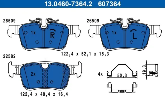 Bremsbelagsatz, Scheibenbremse ATE 13.0460-7364.2 Bild Bremsbelagsatz, Scheibenbremse ATE 13.0460-7364.2