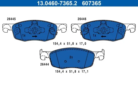 Bremsbelagsatz, Scheibenbremse Vorderachse ATE 13.0460-7365.2 Bild Bremsbelagsatz, Scheibenbremse Vorderachse ATE 13.0460-7365.2