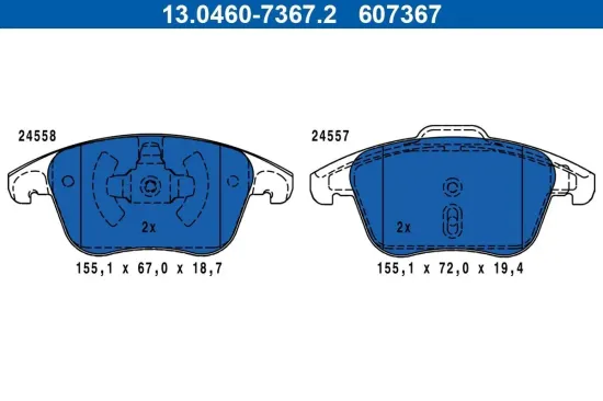 Bremsbelagsatz, Scheibenbremse ATE 13.0460-7367.2 Bild Bremsbelagsatz, Scheibenbremse ATE 13.0460-7367.2