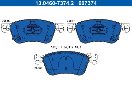 Bremsbelagsatz, Scheibenbremse Vorderachse ATE 13.0460-7374.2 Bild Bremsbelagsatz, Scheibenbremse Vorderachse ATE 13.0460-7374.2