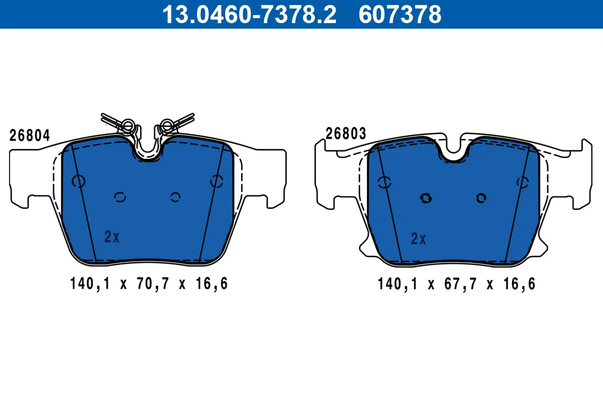 Bremsbelagsatz, Scheibenbremse Hinterachse ATE 13.0460-7378.2
