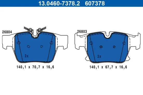 Bremsbelagsatz, Scheibenbremse Hinterachse ATE 13.0460-7378.2 Bild Bremsbelagsatz, Scheibenbremse Hinterachse ATE 13.0460-7378.2
