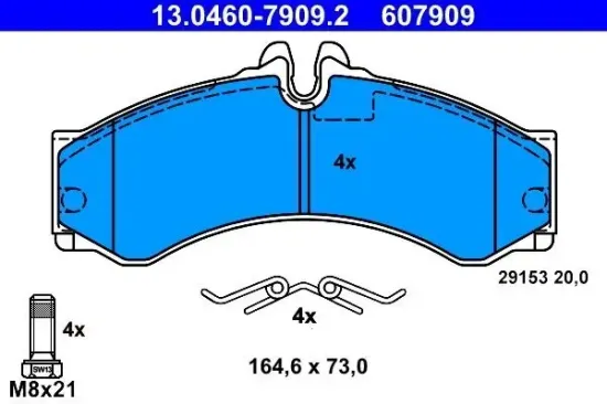 Bremsbelagsatz, Scheibenbremse ATE 13.0460-7909.2 Bild Bremsbelagsatz, Scheibenbremse ATE 13.0460-7909.2