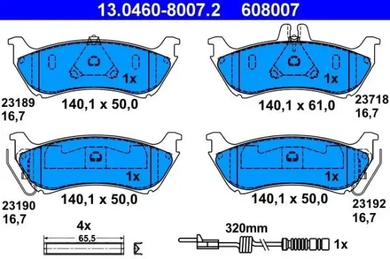 Bremsbelagsatz, Scheibenbremse ATE 13.0460-8007.2 Bild Bremsbelagsatz, Scheibenbremse ATE 13.0460-8007.2