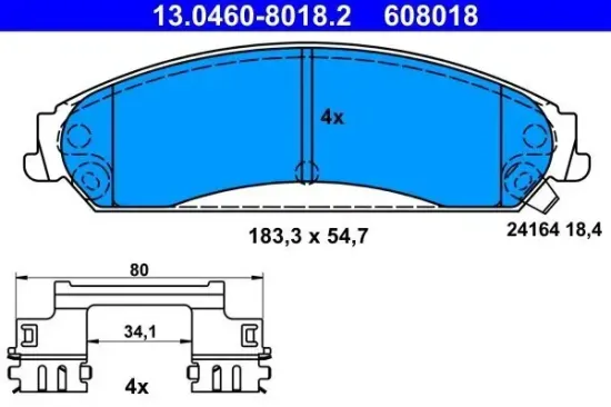 Bremsbelagsatz, Scheibenbremse ATE 13.0460-8018.2 Bild Bremsbelagsatz, Scheibenbremse ATE 13.0460-8018.2