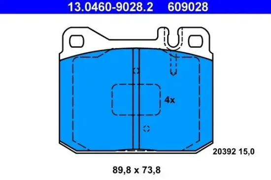 Bremsbelagsatz, Scheibenbremse ATE 13.0460-9028.2 Bild Bremsbelagsatz, Scheibenbremse ATE 13.0460-9028.2