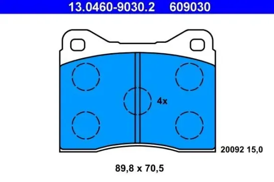 Bremsbelagsatz, Scheibenbremse ATE 13.0460-9030.2 Bild Bremsbelagsatz, Scheibenbremse ATE 13.0460-9030.2