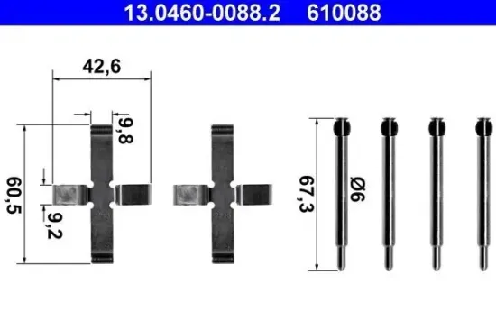 Zubehörsatz, Scheibenbremsbelag ATE 13.0460-0088.2 Bild Zubehörsatz, Scheibenbremsbelag ATE 13.0460-0088.2