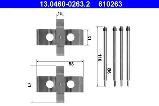 Zubehörsatz, Scheibenbremsbelag ATE 13.0460-0263.2 Bild Zubehörsatz, Scheibenbremsbelag ATE 13.0460-0263.2