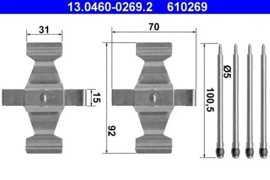 Zubehörsatz, Scheibenbremsbelag ATE 13.0460-0269.2 Bild Zubehörsatz, Scheibenbremsbelag ATE 13.0460-0269.2