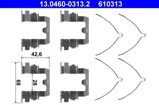 Zubehörsatz, Scheibenbremsbelag Vorderachse ATE 13.0460-0313.2 Bild Zubehörsatz, Scheibenbremsbelag Vorderachse ATE 13.0460-0313.2