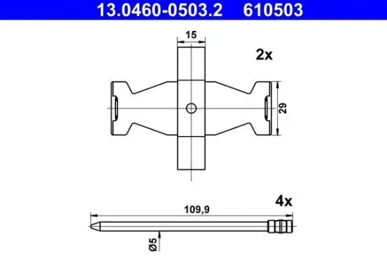 Zubehörsatz, Scheibenbremsbelag Vorderachse ATE 13.0460-0503.2 Bild Zubehörsatz, Scheibenbremsbelag Vorderachse ATE 13.0460-0503.2